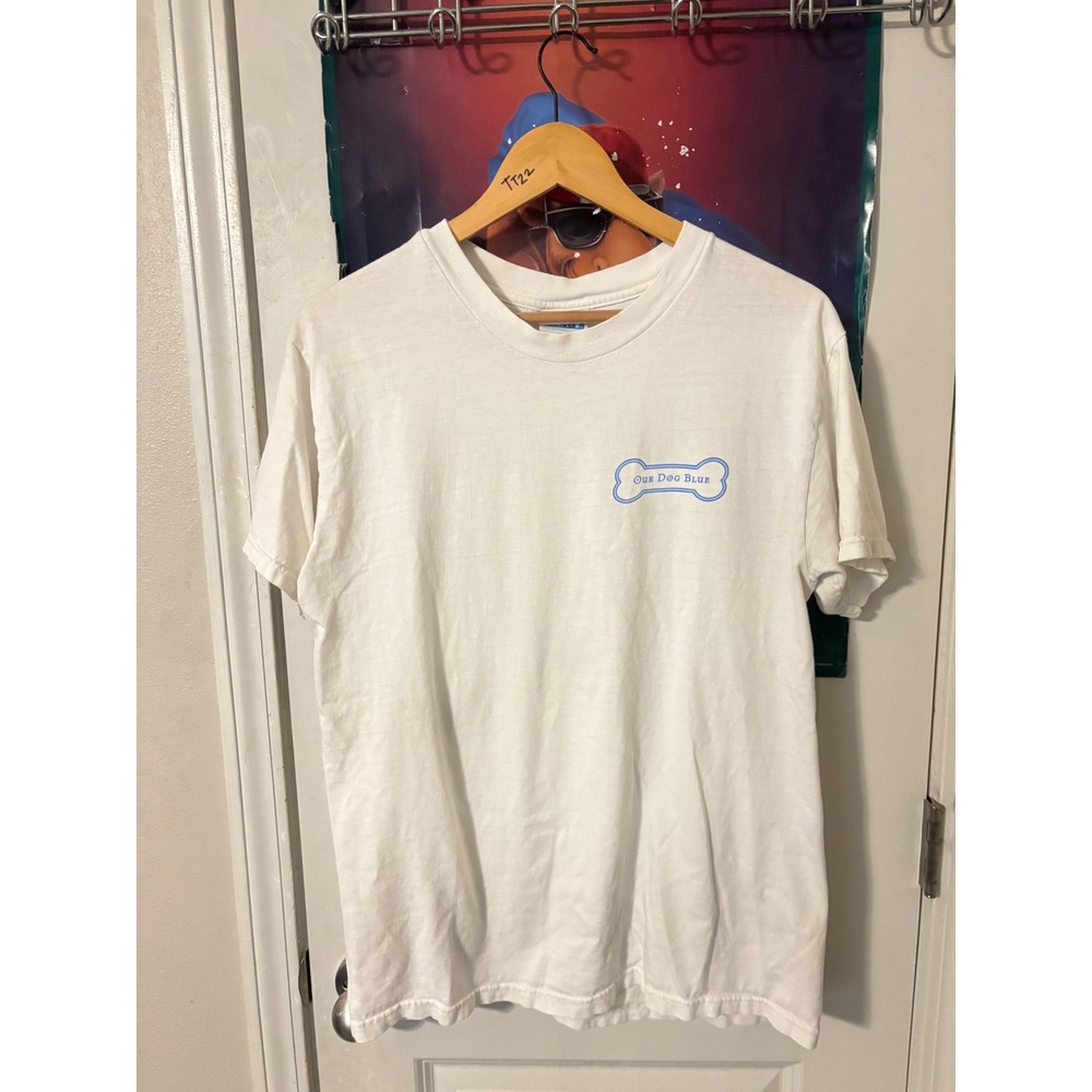 Vintage Hanes Beefy-T Chateau Morrisette Our Dog Blue artTee White Medium